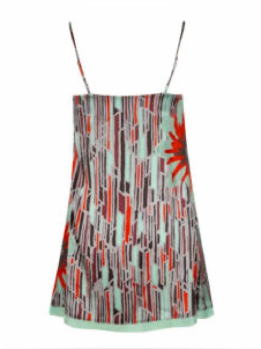 Marciano Red, Mint and Gray Printed Camisole Dress vintage y2k medium 100% silk